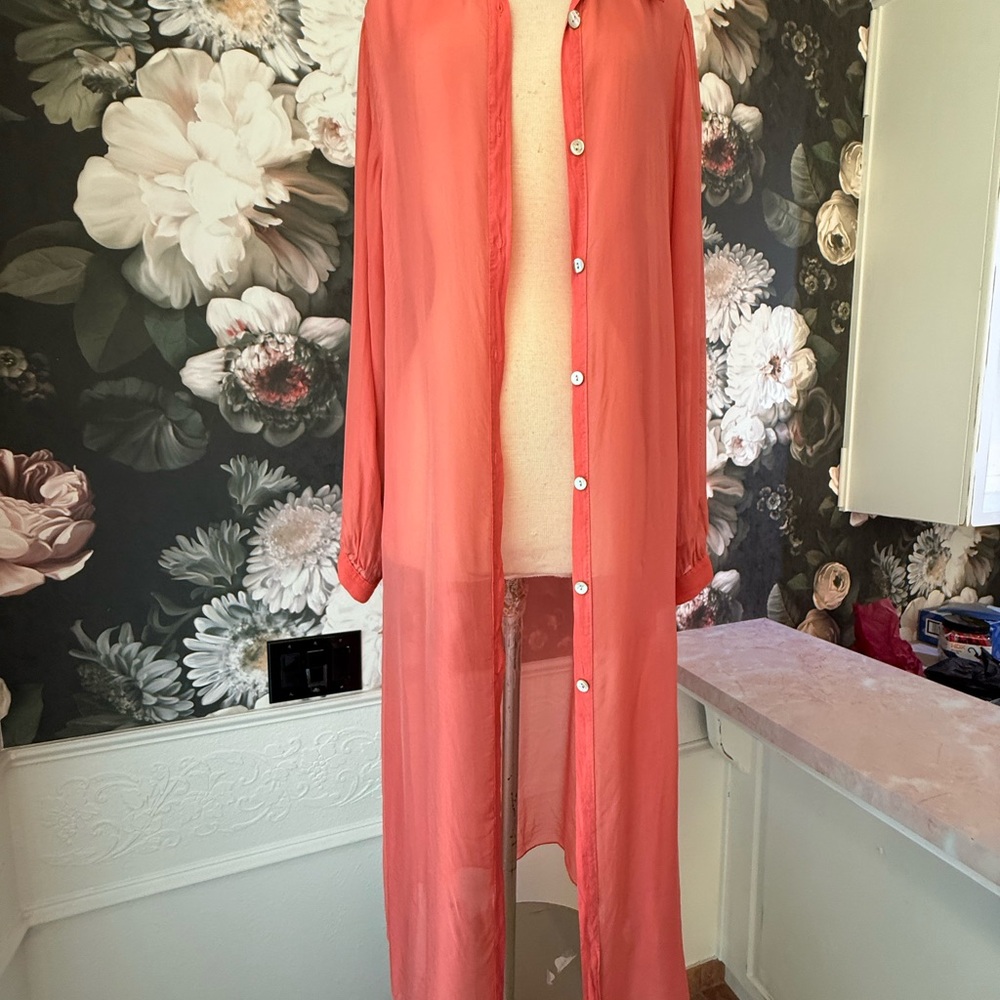 NWT SCANDAL Italy Dress SET flowy Button Melon color fitted mini dress - fits: M